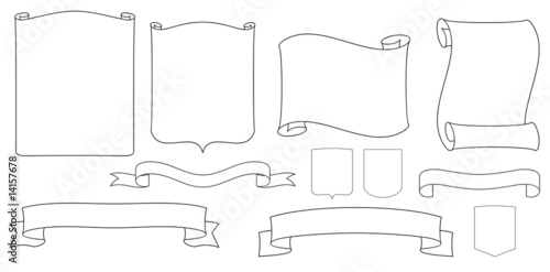 Vector ribbons, shields and scrolls