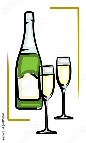 Bottle of Champagne vector illustration Champaign