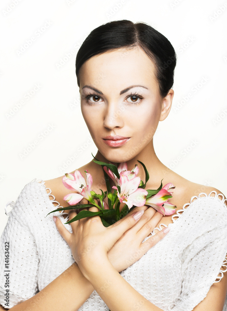 Young woman with flowers Young woman with flowers