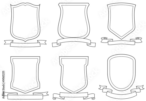 Set of shields and ribbons