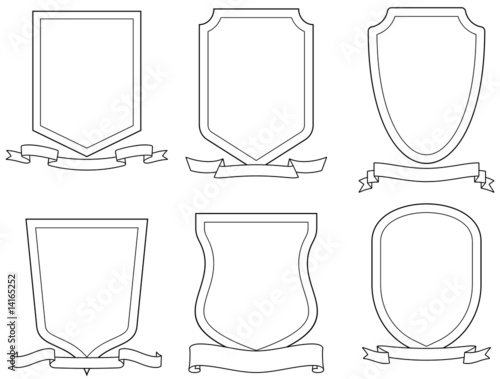Set of shields and ribbons