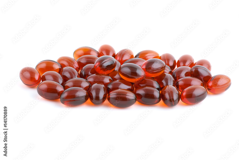 Small pile of lecithin capsules Small pile of lecithin capsules