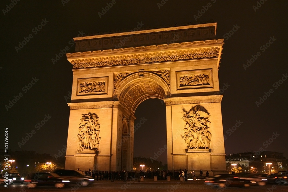 Arc de triomphe at night, Paris, France