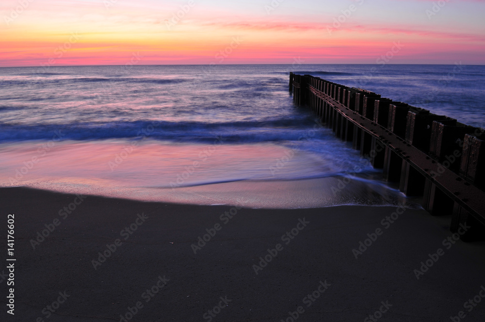 Cape Hatteras Beach at Dawn with Breakwater Cape Hatteras Beach at Dawn with Breakwater