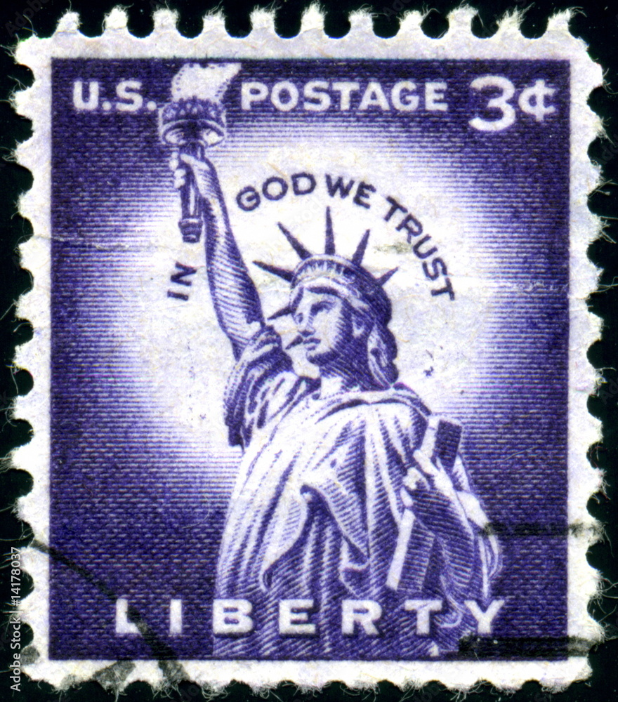 Lot De 3 Timbres USA Statue De La Liberté 3 Cents Violet Oblitérés 1954