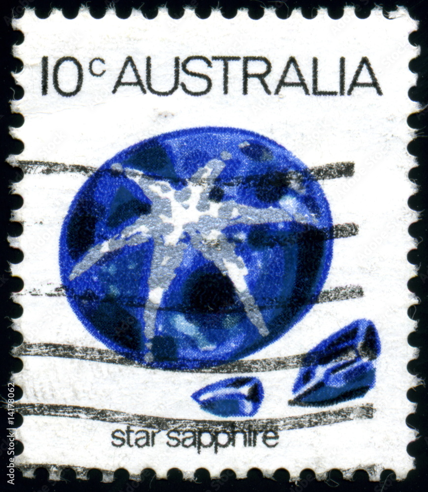 Naklejka premium Australia. Star Sapphire. Timbre postal oblitéré.
