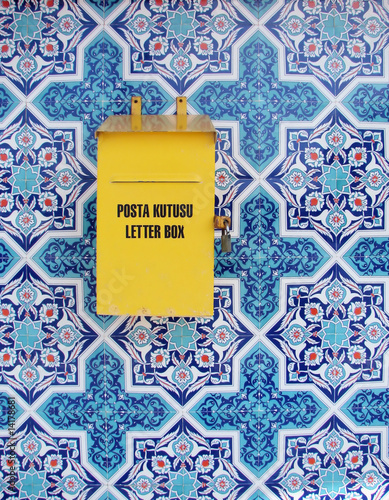 Photography Traditional Turkish mail box on tile wall