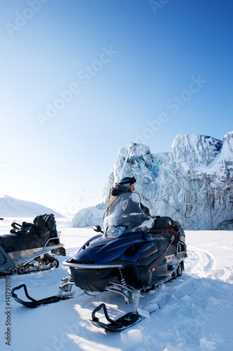 Bild auf Leinwand Winter Snowmobile Landscape