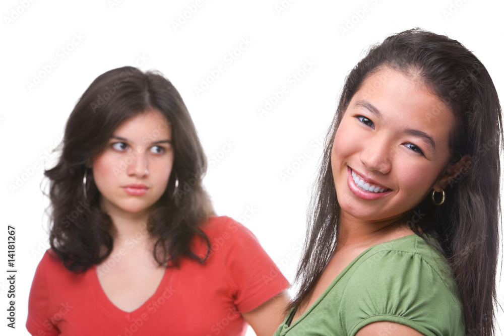 Happy and unhappy female teenagers Happy and unhappy female teenagers