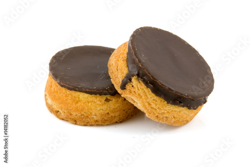 Two cookies with chocolate