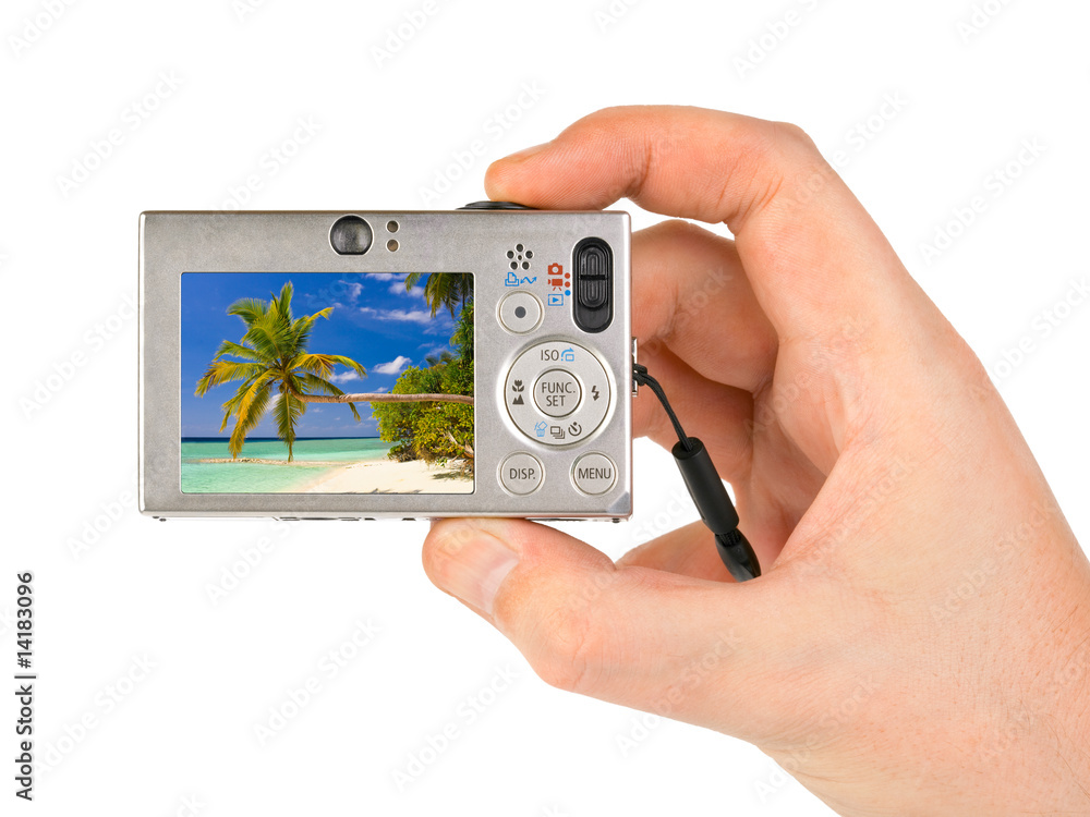Hand with camera and landscape (my photo) Hand with camera and landscape (my photo)