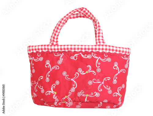 red female handbag isolated on white