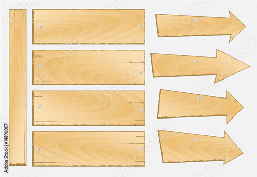 set of wooden sign vector