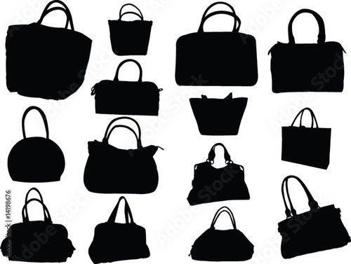 big collection of purses - vector