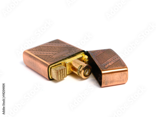 Old Bronze lighter on white background