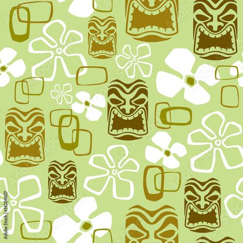 Konstfotografi Seamless Exotic Tiki Paradise Pattern