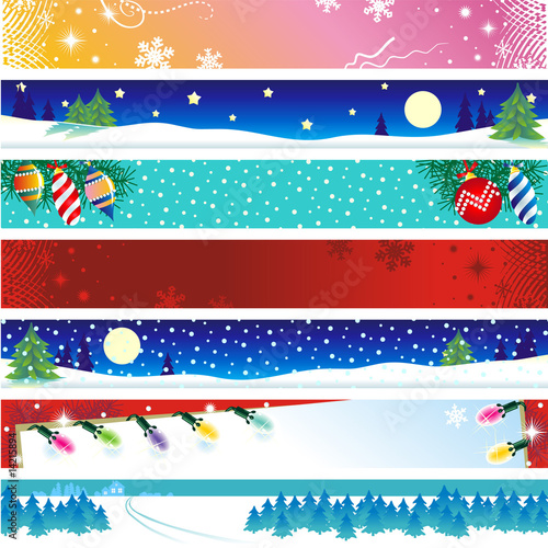 Seven Christmas, winter or New Year banners