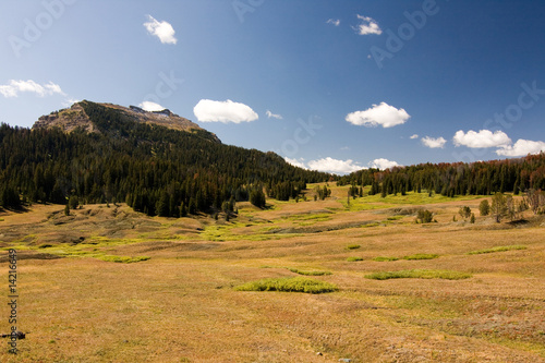 Landscape of mountains and meadows