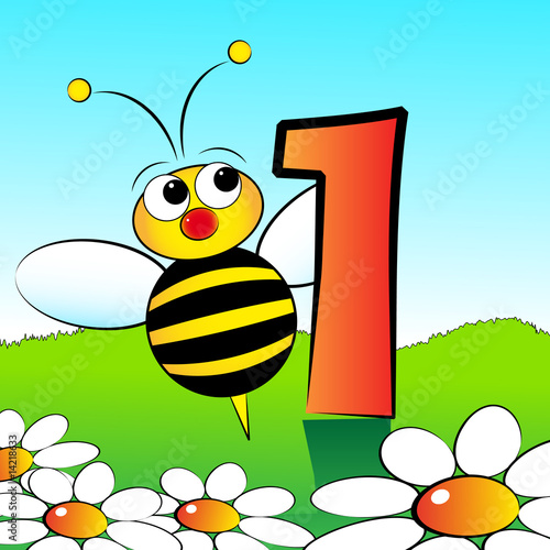 Numbers serie for kids - #01 Bee #14218633