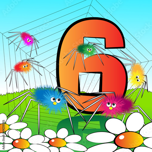 Numbers serie for kids - #06 Spiders