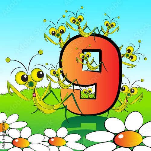 Numbers serie for kids - #09 Mantis