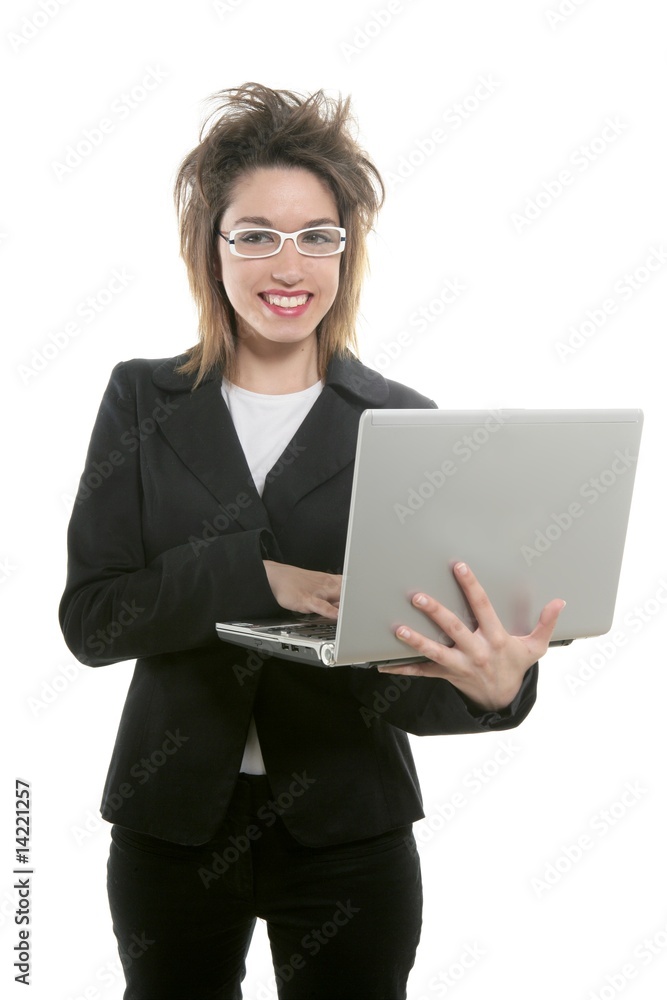 Beautiful businesswoman with glasses and laptop Beautiful businesswoman with glasses and laptop