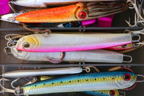 Colorful fishing saltwater fish lures box