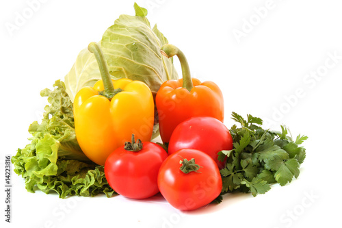 Ripe  vegetables on white background