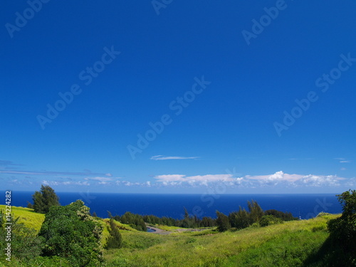 青空と海と草原 photo