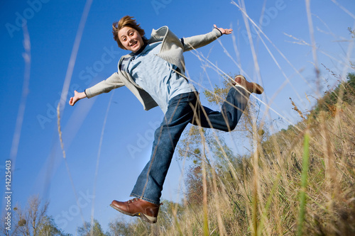 Happy jumping boy