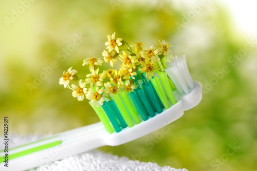 Toothbrush with tiny flowers