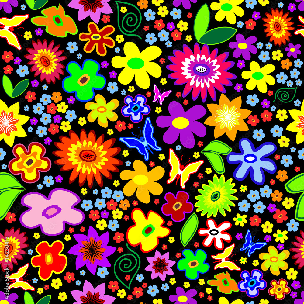 Floral seamless background, vector illustration