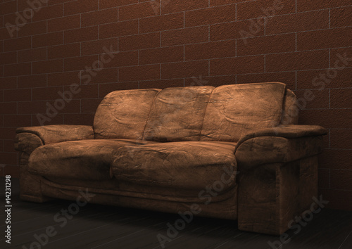 leather sofa in the dark room