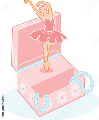 Cute ballerina jewelry box illustration