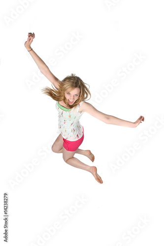 attractivey oung woman jumping for joy