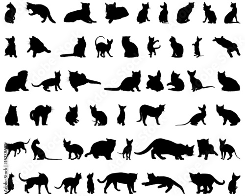 cats silhouettes set