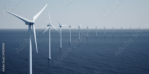 Windturbines on the ocean photo