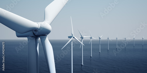 Fotografie, Obraz Windturbines on the ocean