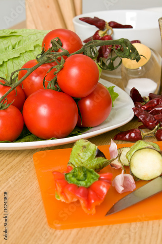 Tomatoes and vegetables