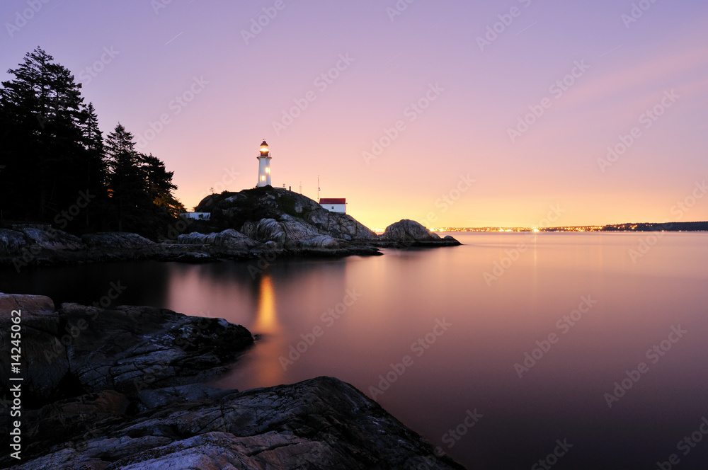 Fototapeta premium Point Atkinson Lighthouse in West Vancouver, Long Exposure