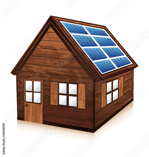 Wooden house solar energy