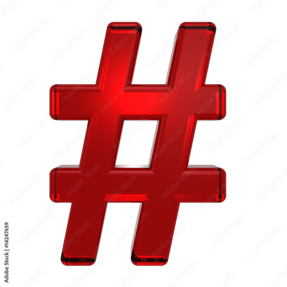 Obraz premium Number mark from ruby alphabet set, isolated on white.