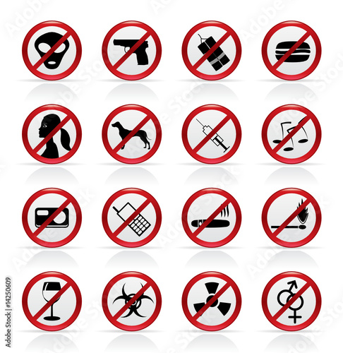 Free Download Prohibition Sign and icons - Vector Icon Set - GFXLoad