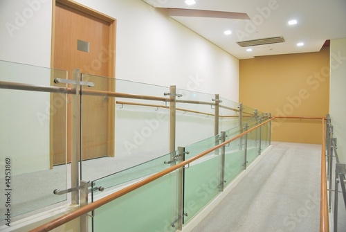 Raised flooring leading to a door