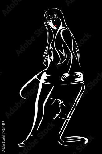 Vector. A series of images of young and beautiful girls.