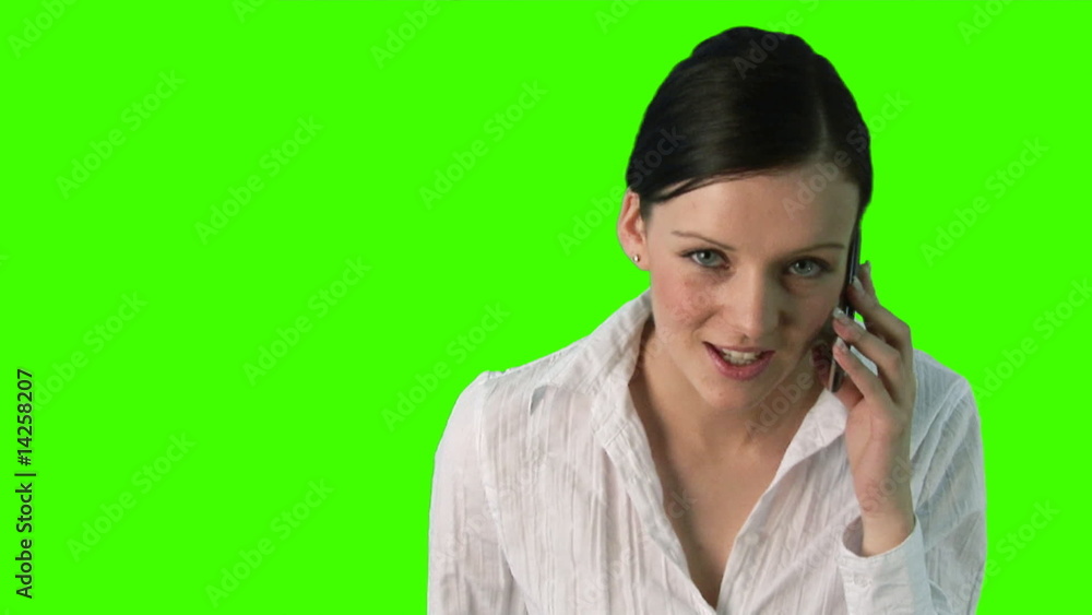 Businesswoman on phone against green screen Businesswoman on phone against green screen