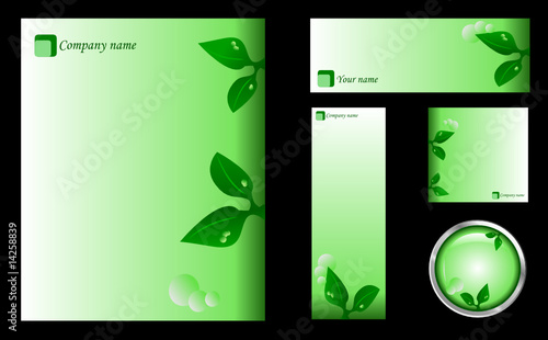 Green Design Template Icon Logo Button Card Set