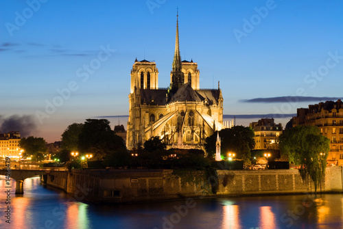 Notre Dame de Paris. Night view. Back side