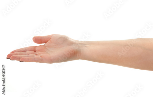 female hand holding an invisible object