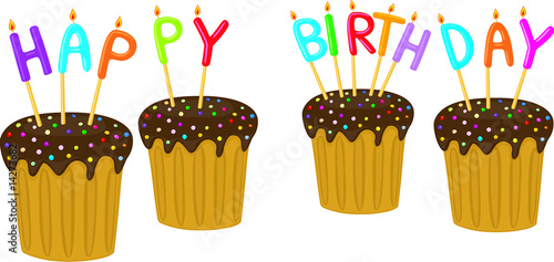 four cakes with candles